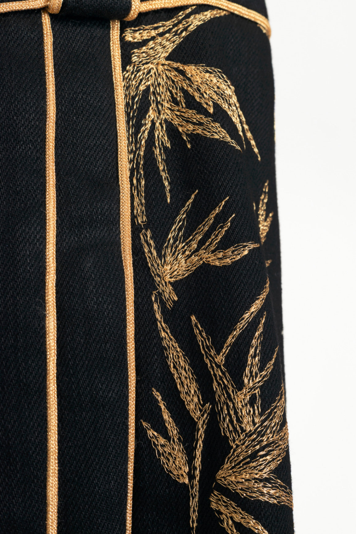Balmain Black Embroidered Piped Riding-Style Jeans