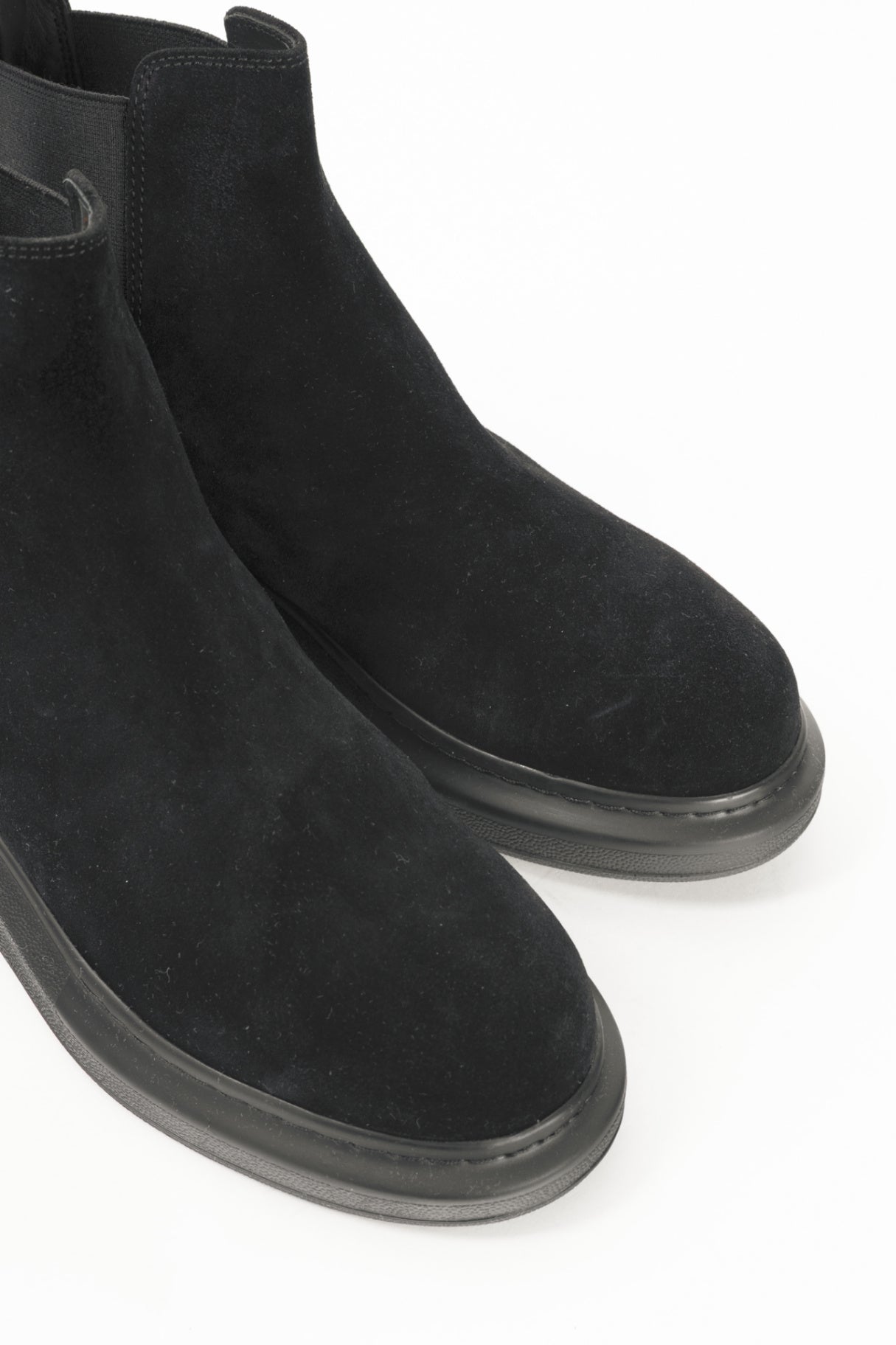 Alexander McQueen Hybrid Black Suede Chelsea Ankle Boots