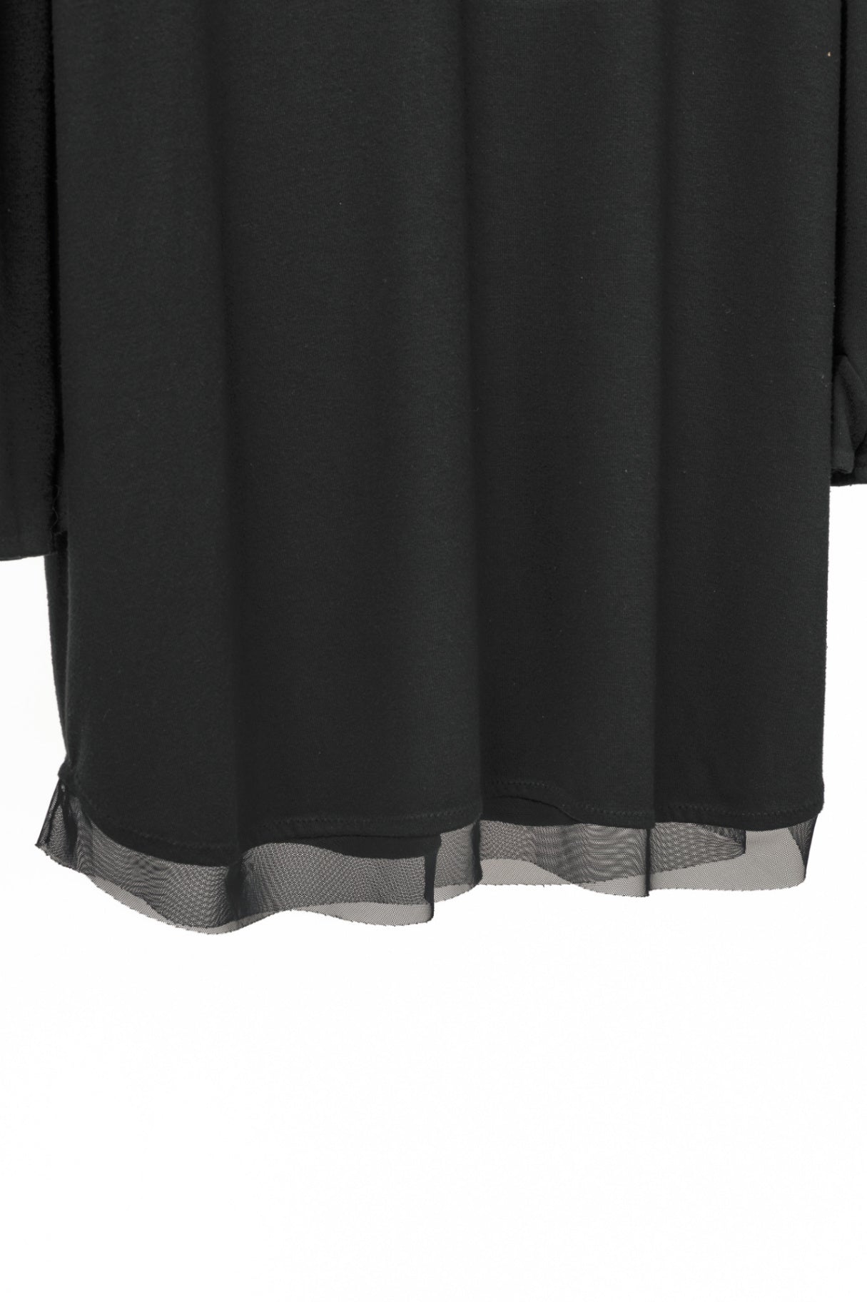 Marie Saint Pierre Black Jersey Zip-Front Mesh-Hem Tunic