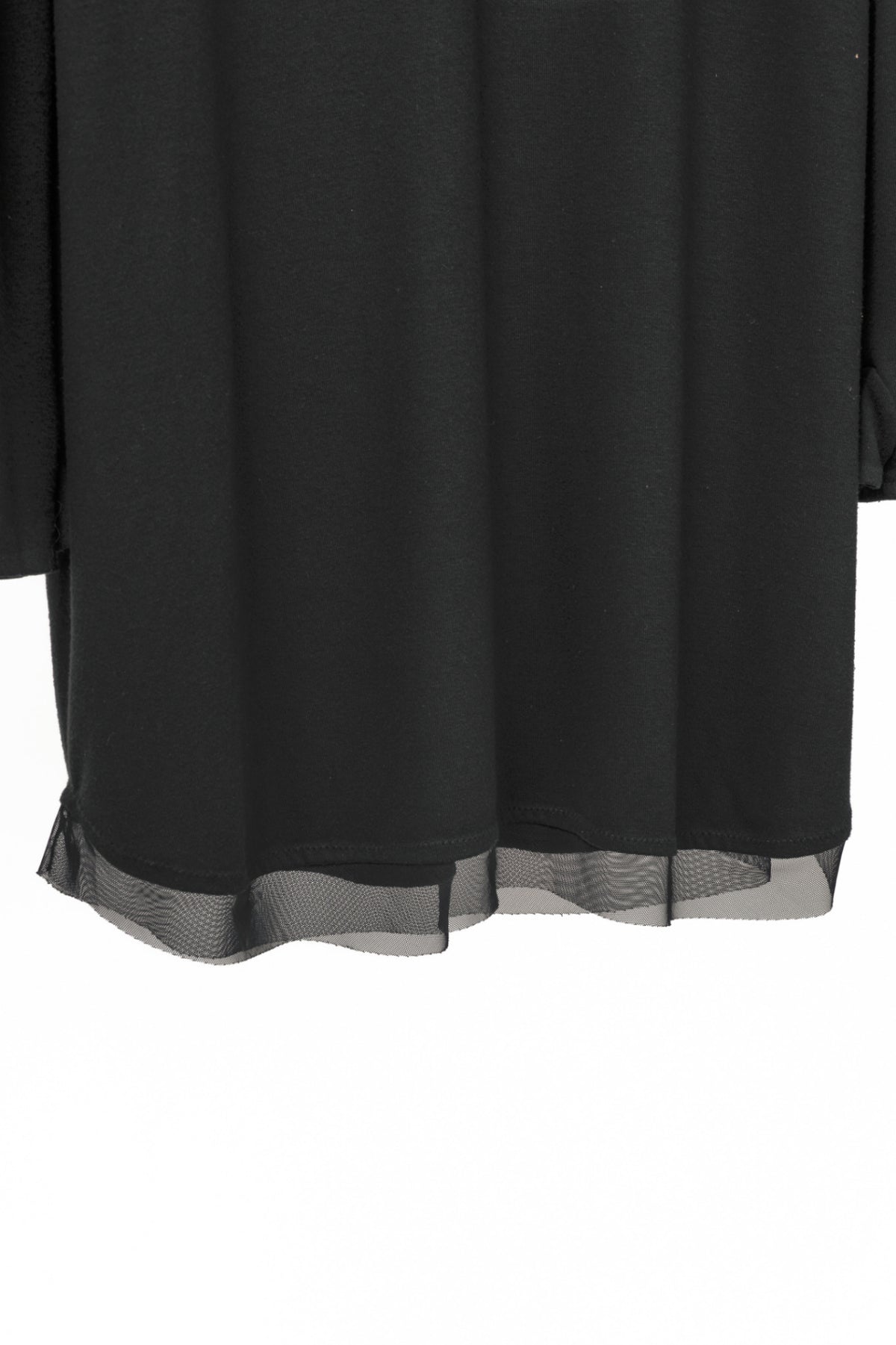 Marie Saint Pierre Black Jersey Zip-Front Mesh-Hem Tunic