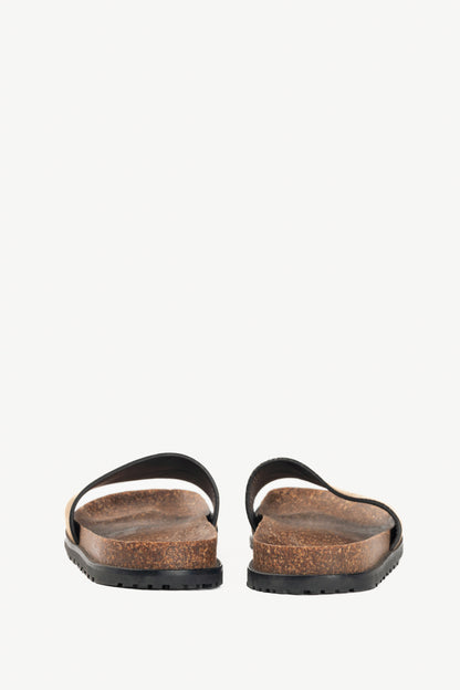 Saint Laurent Joan Mist Otterproof-Suede YSL Slide Sandals