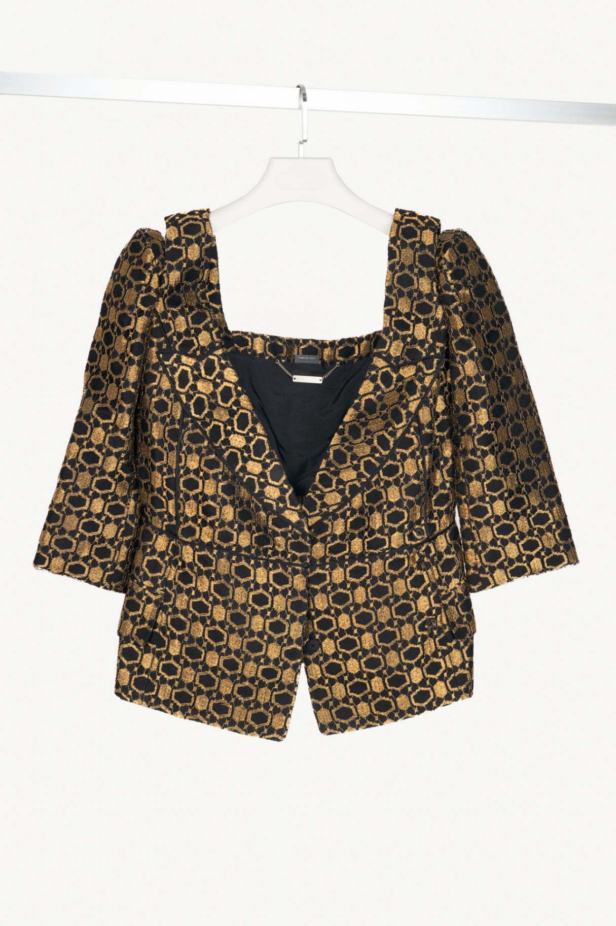 Alexander McQueen SS13 Runway Black & Gold Metallic-Lace Blazer