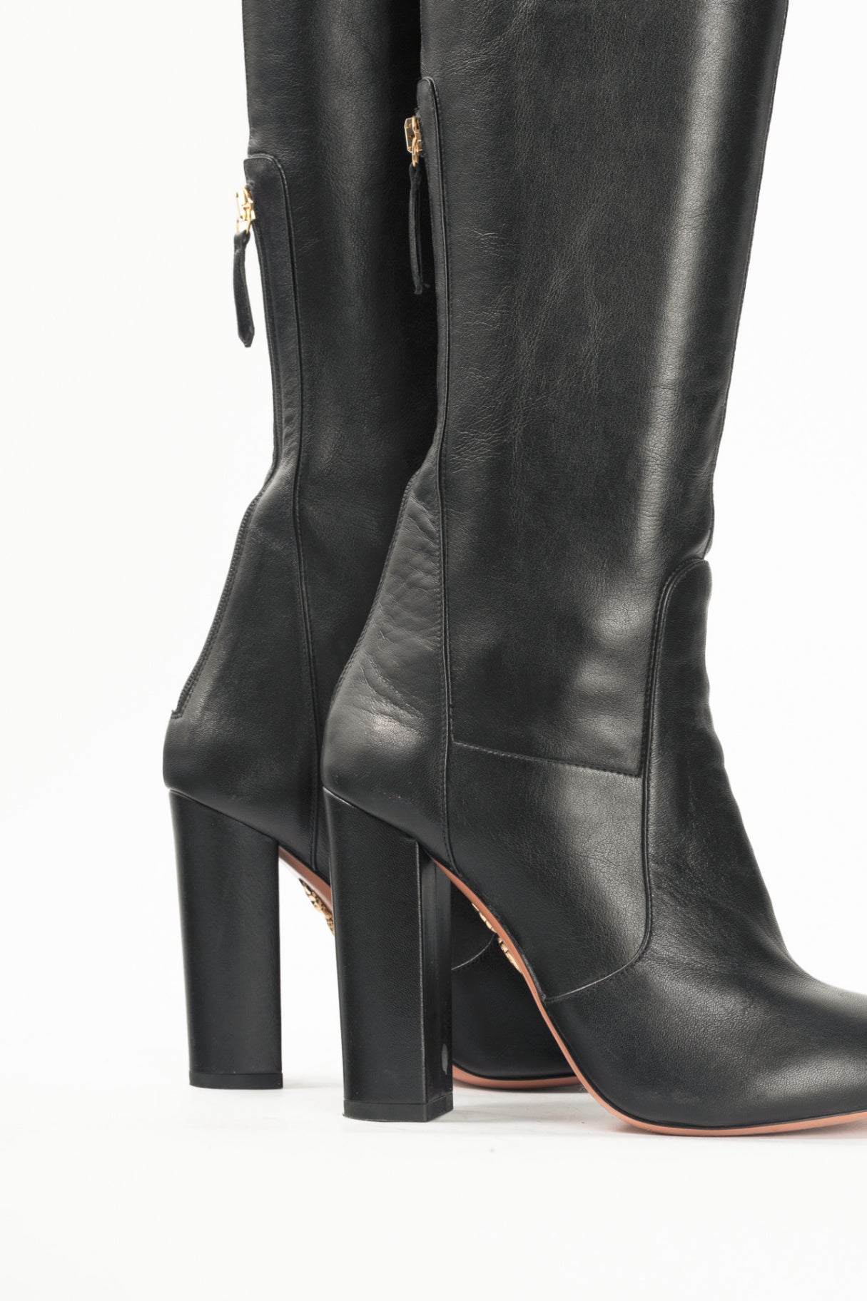Aquazzura Thigh High 105 Black Stretch Nappa Leather Boots