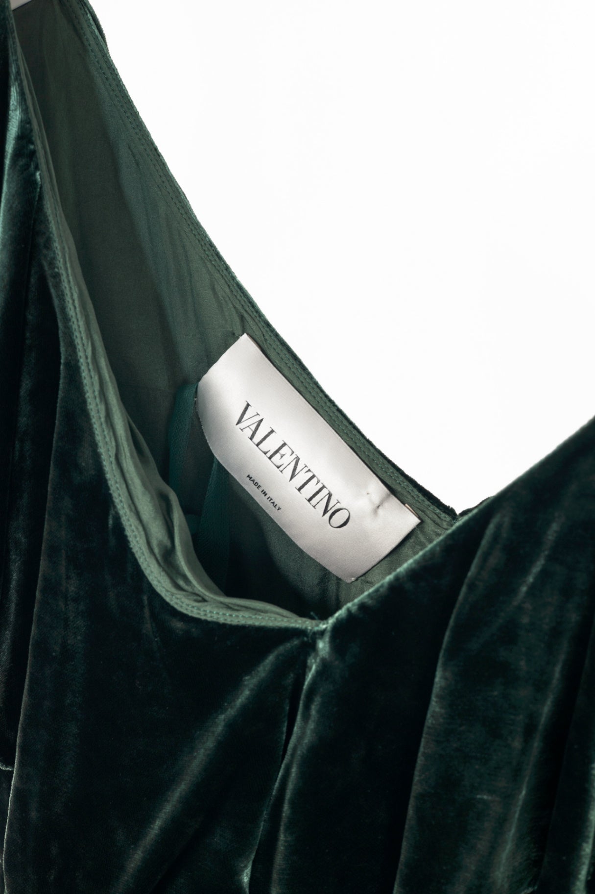 Valentino AW16 Runway Green Velvet Ruffle-Neck Midi Dress