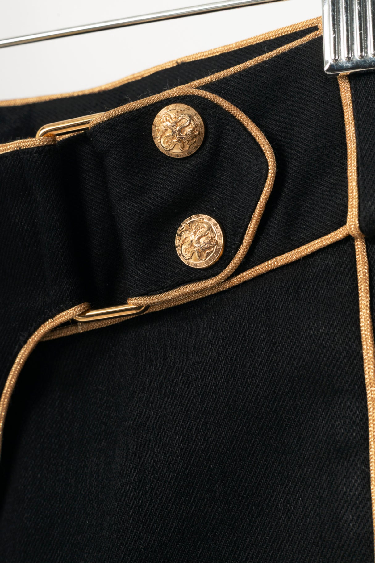 Balmain Black Embroidered Piped Riding-Style Jeans