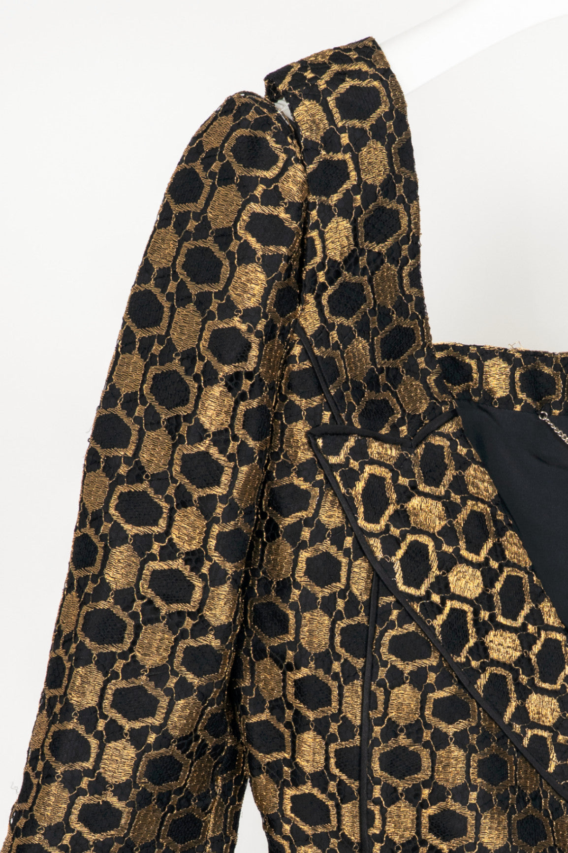 Alexander McQueen SS13 Runway Black & Gold Metallic-Lace Blazer