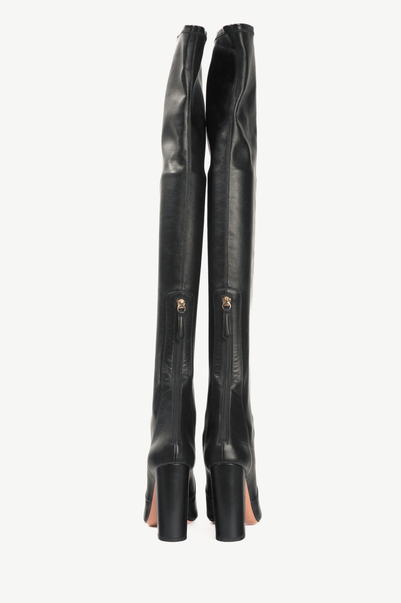 Aquazzura Thigh High 105 Black Stretch Nappa Leather Boots