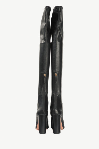Aquazzura Thigh High 105 Black Stretch Nappa Leather Boots