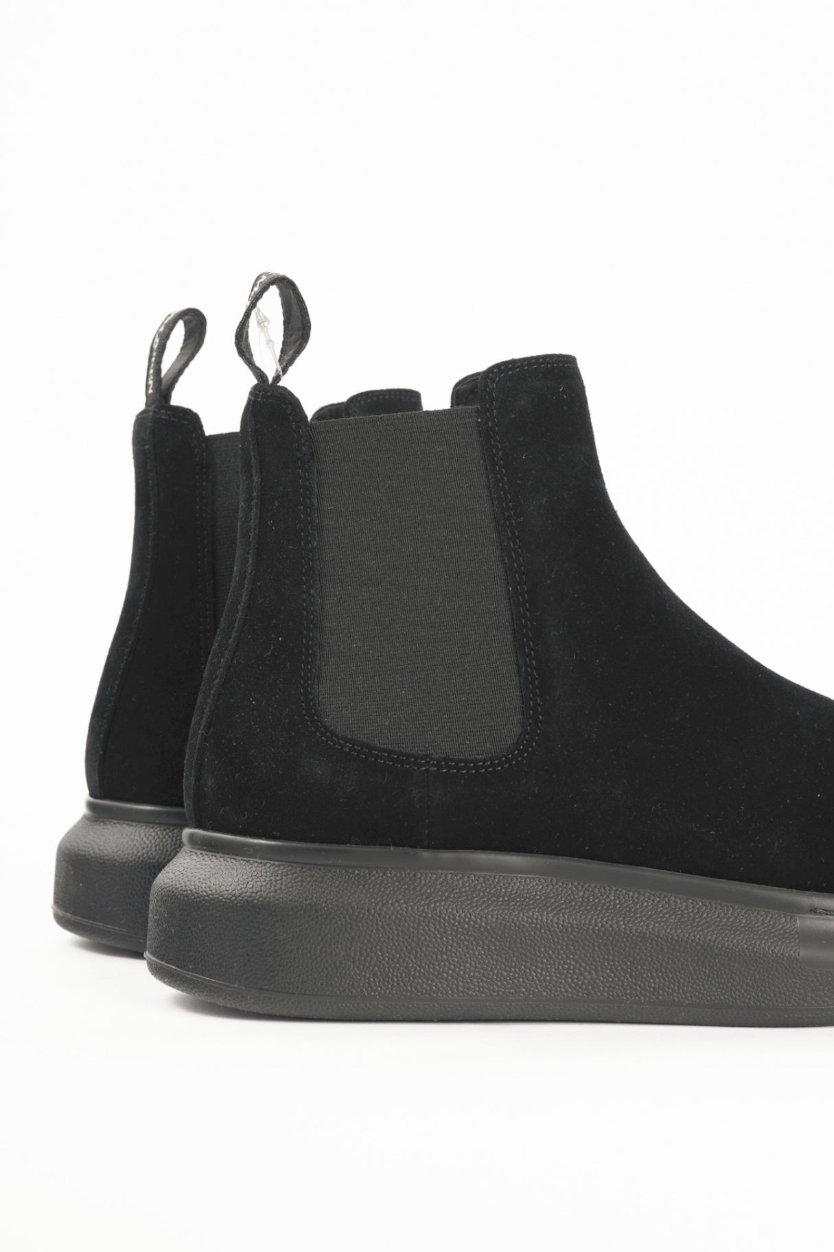 Alexander McQueen Hybrid Black Suede Chelsea Ankle Boots