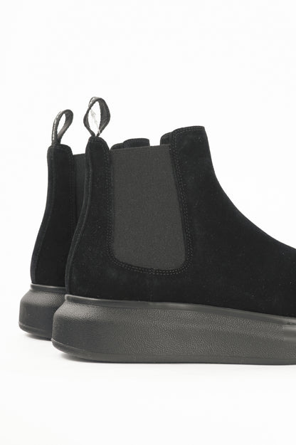Alexander McQueen Hybrid Black Suede Chelsea Ankle Boots