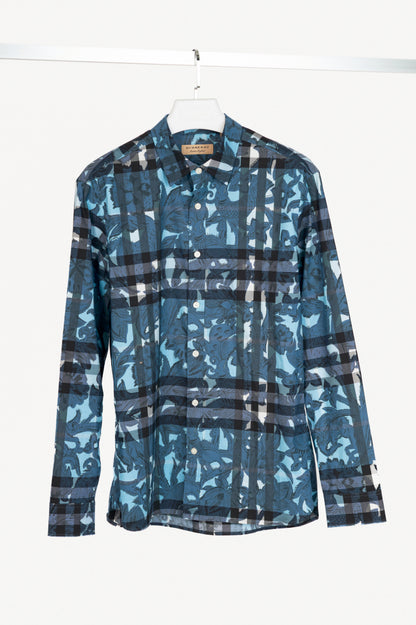 Burberry AW17 Beasts Blue Plaid Cotton-Poplin Buttoned Shirt