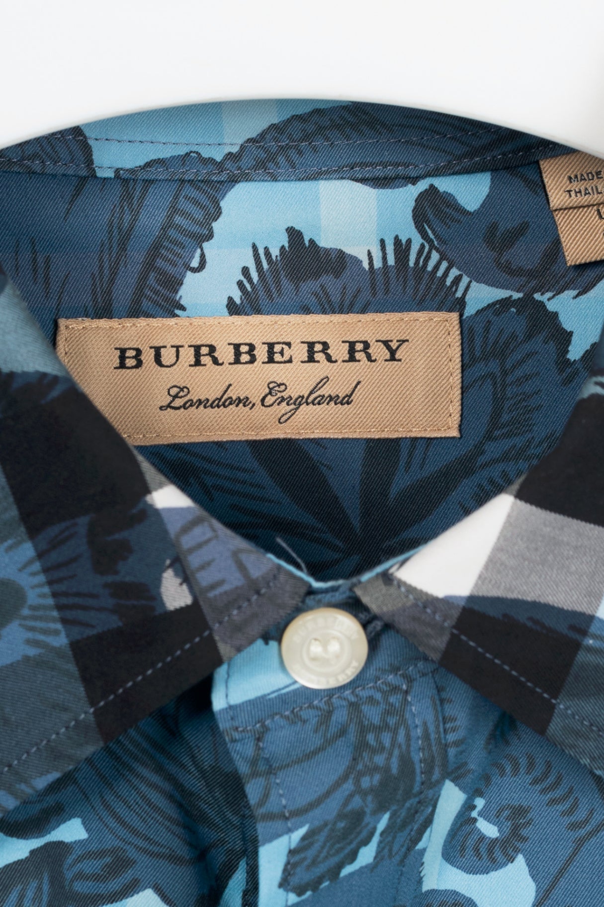 Burberry AW17 Beasts Blue Plaid Cotton-Poplin Buttoned Shirt