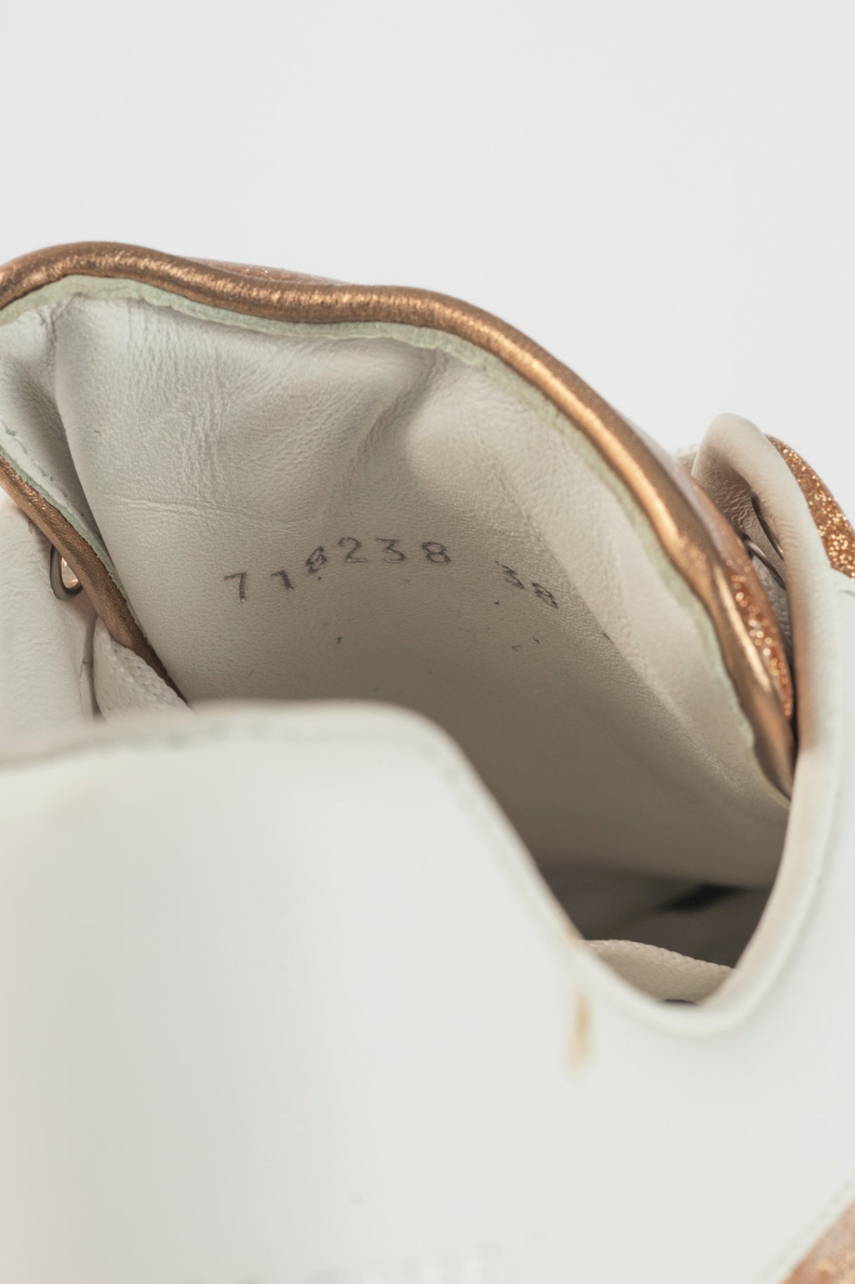 Alexander McQueen Oversized "Rose Gold & White" Glace Glitter Platform Sneakers