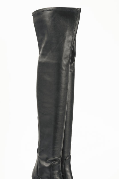 Aquazzura Thigh High 105 Black Stretch Nappa Leather Boots
