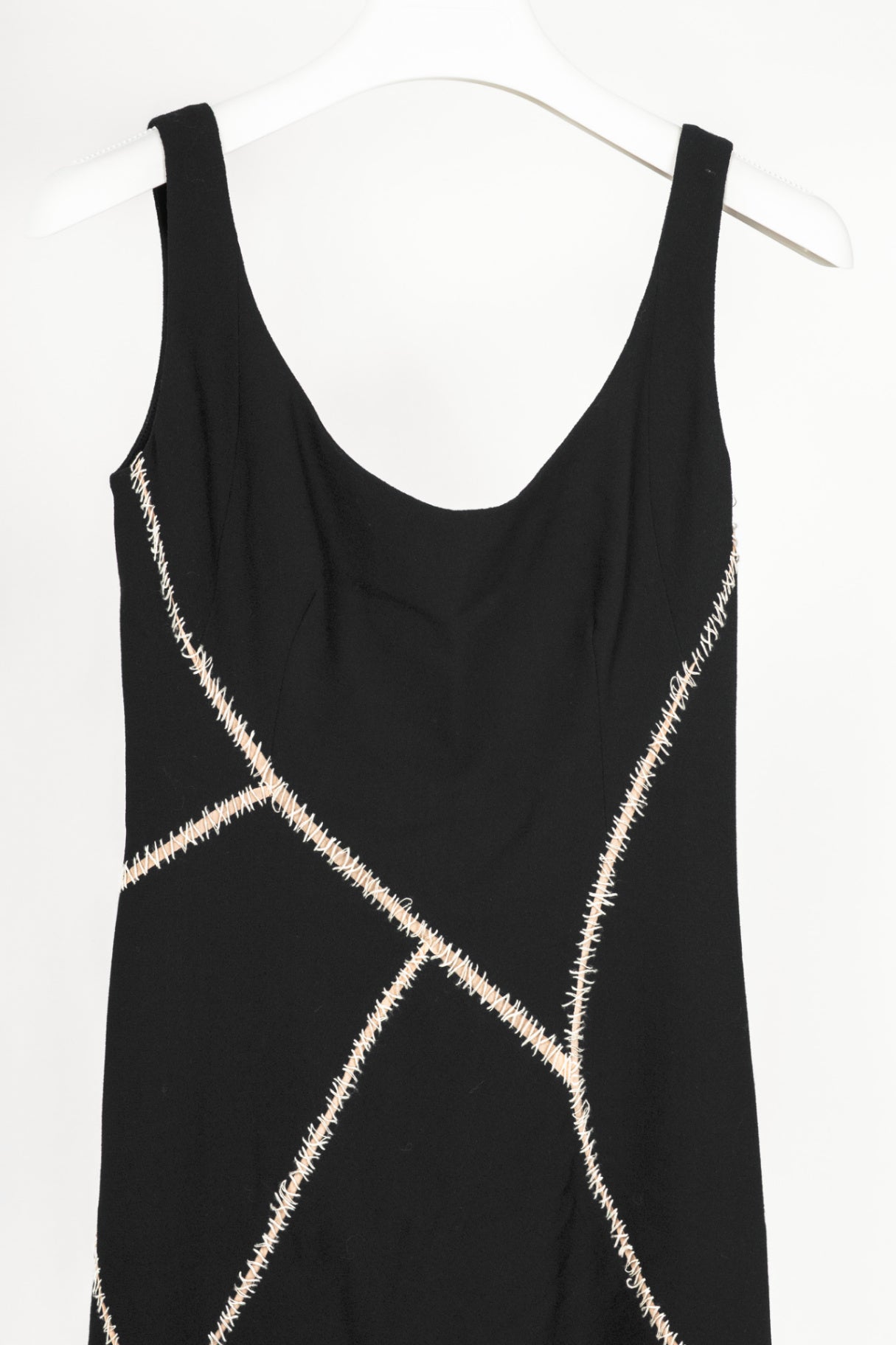 Alexander McQueen Black Stitched-Patchwork Midi Flare-Hem Dress