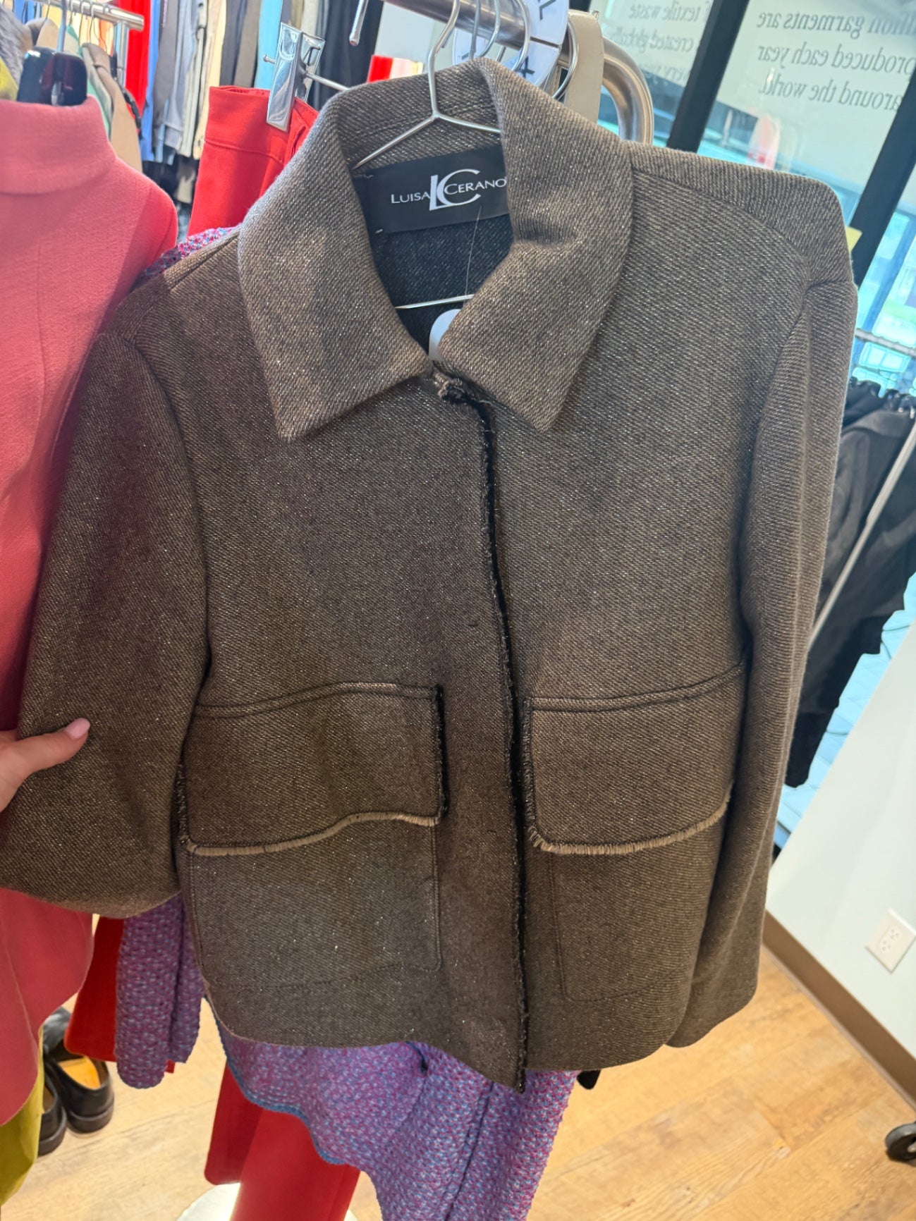 Brown Sparkle Knit Crop Jacket