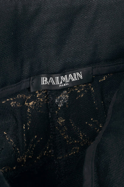 Balmain Black Embroidered Piped Riding-Style Jeans