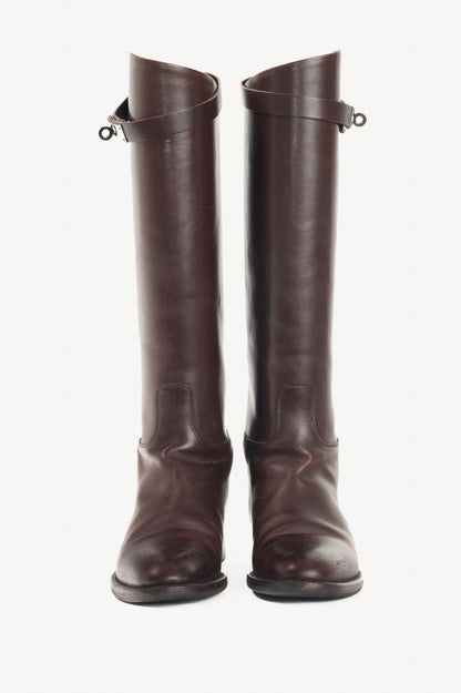 Hermes Jumping Brown Box Calfskin Riding Boots