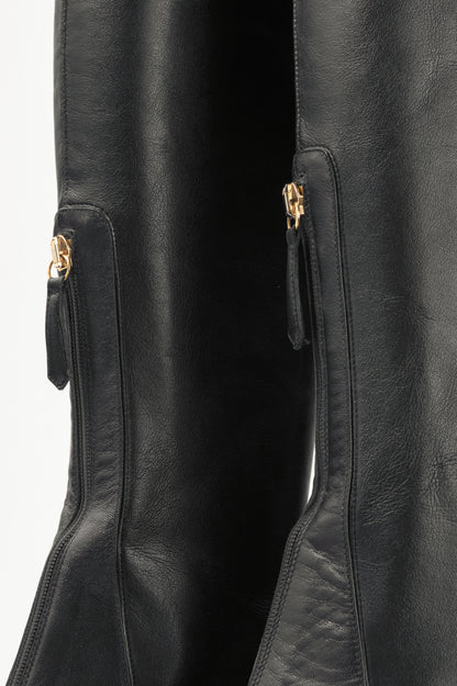 Aquazzura Thigh High 105 Black Stretch Nappa Leather Boots