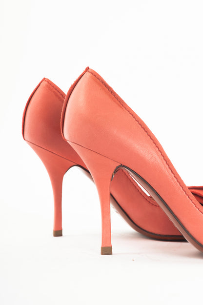Lanvin SS11 Corail Lambskin Leather Bow Pumps