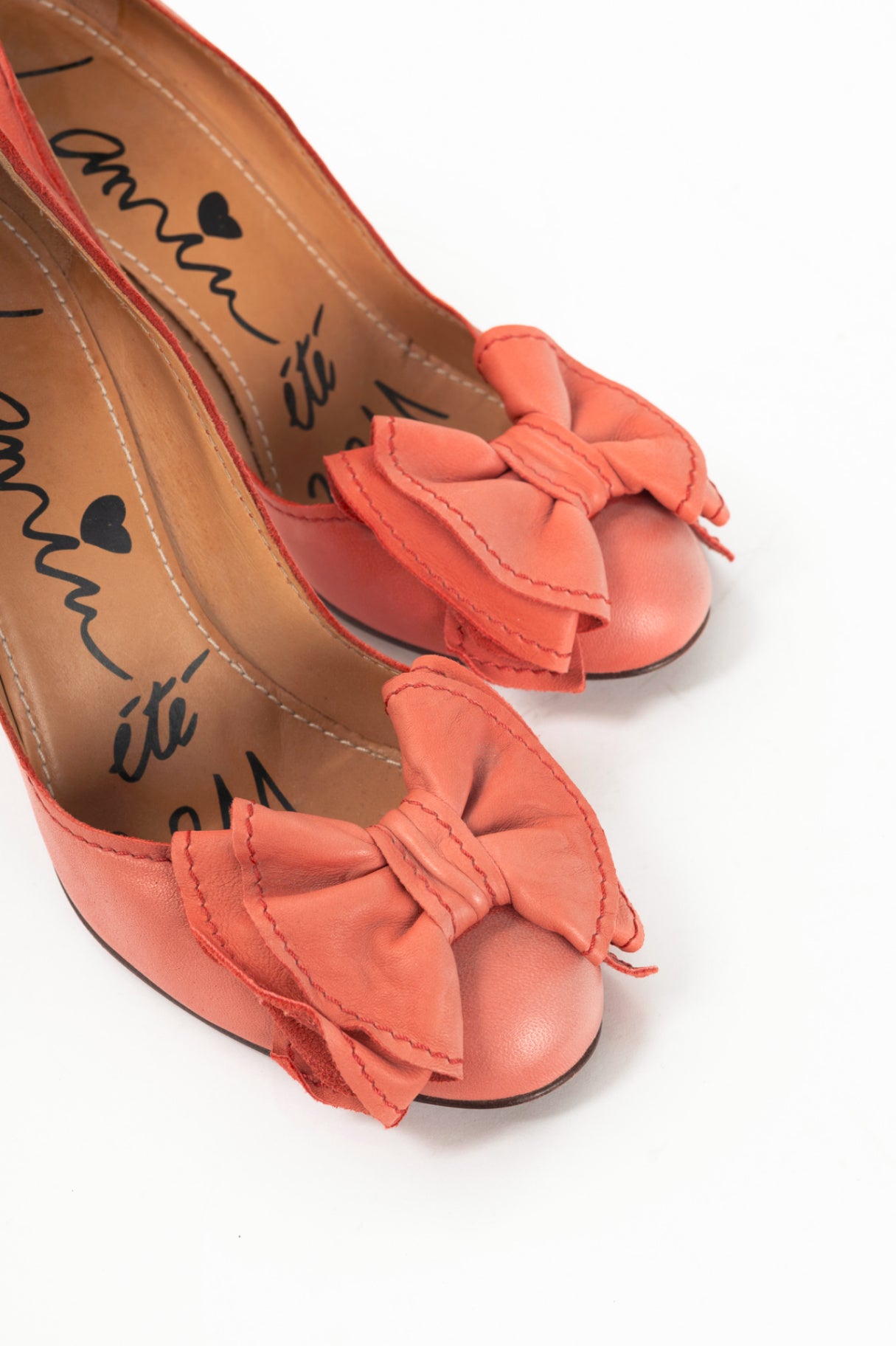 Lanvin SS11 Corail Lambskin Leather Bow Pumps