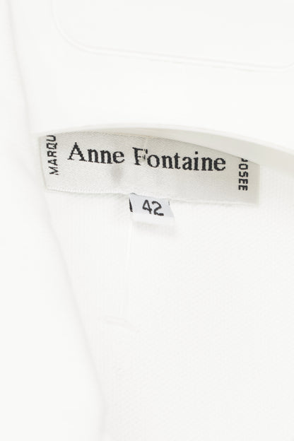 Anne Fontaine Rozene White Cotton-Twill Scalloped Zip Shirt