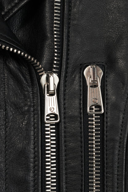 Alexander McQueen Black Leather Belted Peplum Moto Jacket