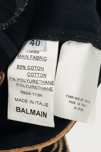 Balmain Black Embroidered Piped Riding-Style Jeans