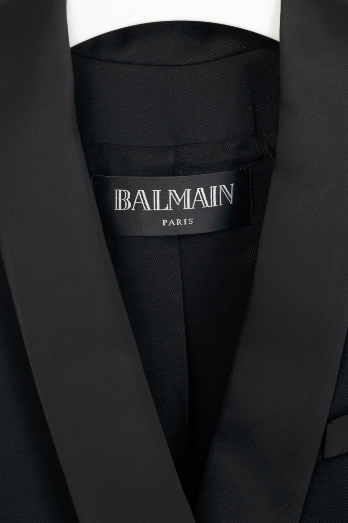 Balmain Black Wool-Twill Double-Breasted Cropped Peplum Blazer