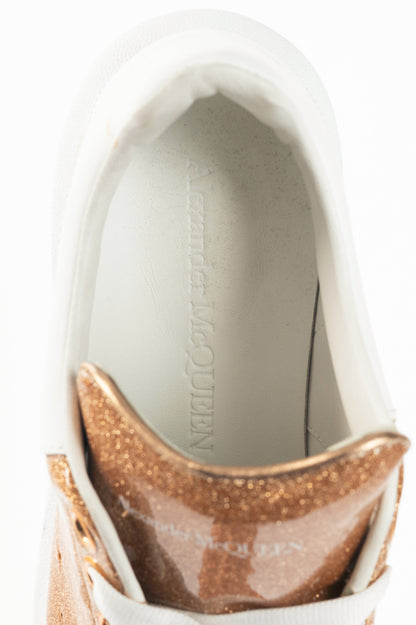 Alexander McQueen Oversized "Rose Gold & White" Glace Glitter Platform Sneakers