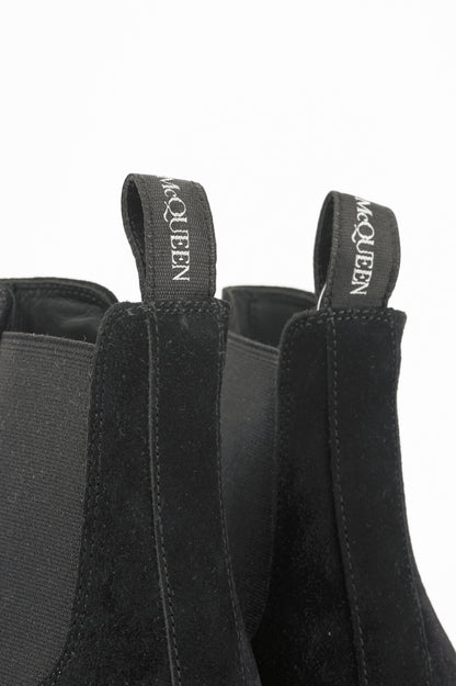 Alexander McQueen Hybrid Black Suede Chelsea Ankle Boots