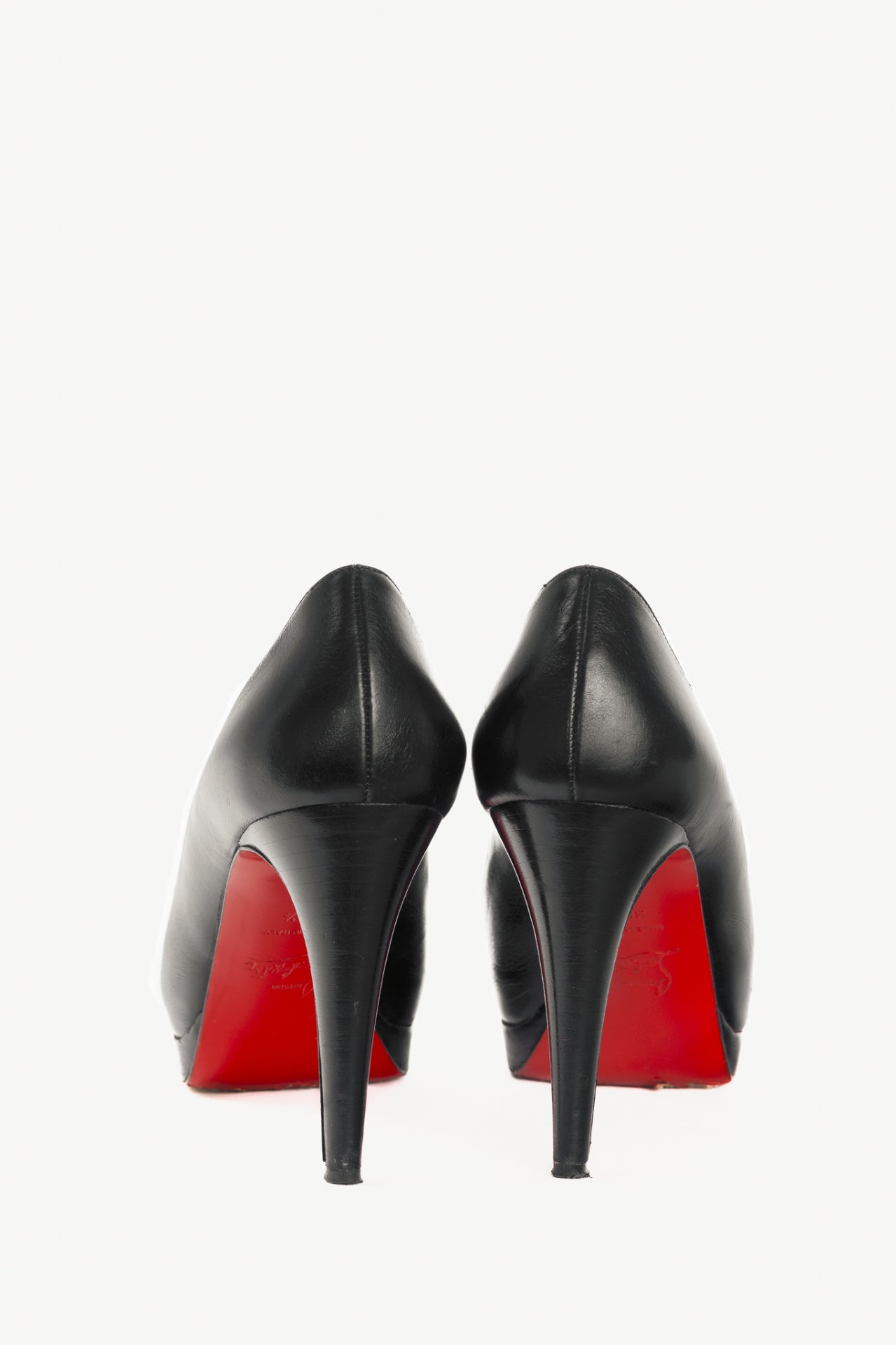 Christian Louboutin Altadama 100 Black Leather Peep-Toe Pumps