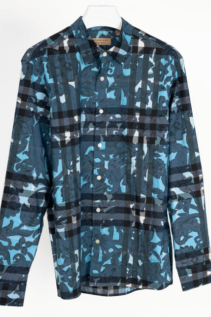 Burberry AW17 Beasts Blue Plaid Cotton-Poplin Buttoned Shirt