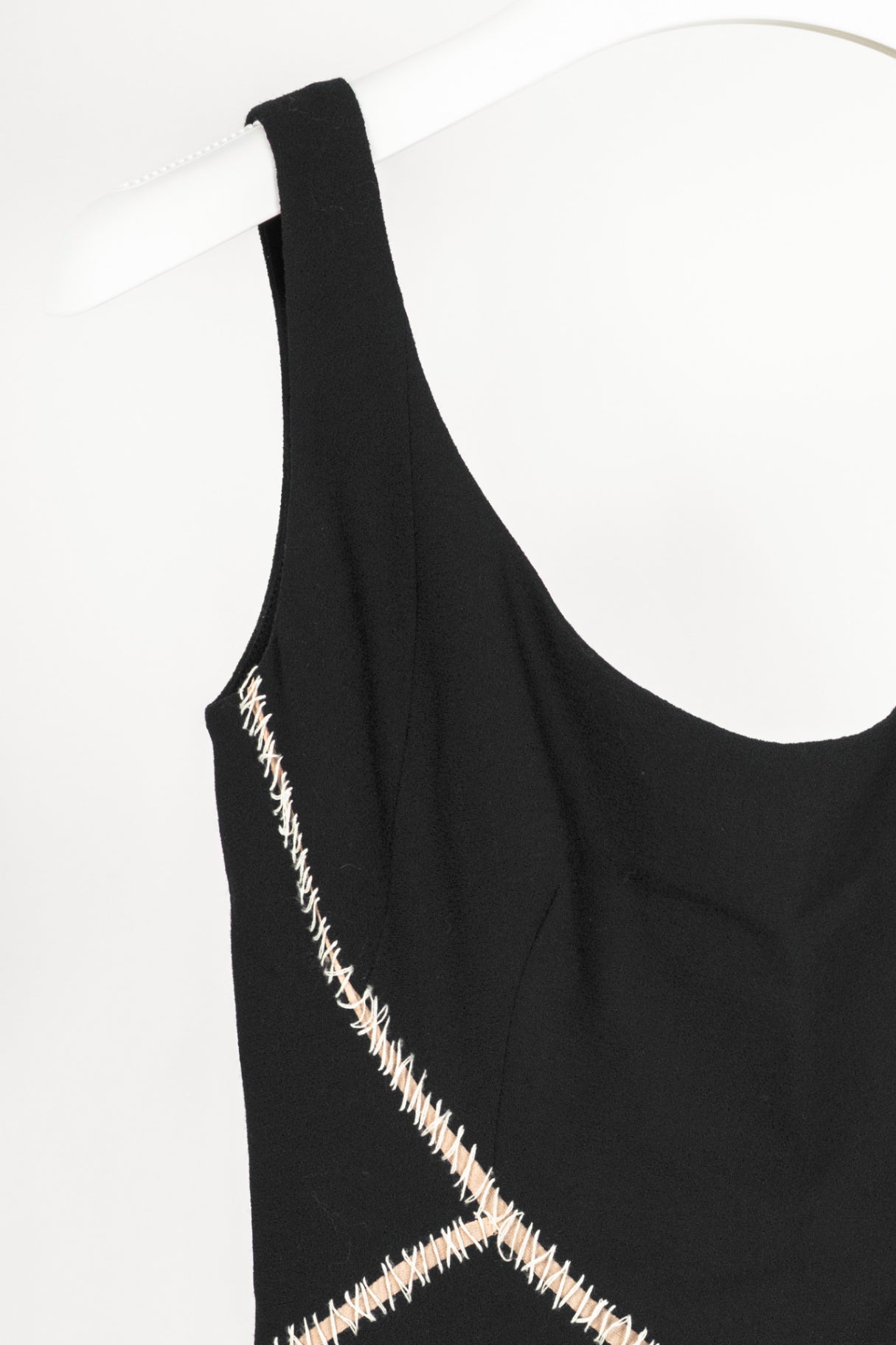 Alexander McQueen Black Stitched-Patchwork Midi Flare-Hem Dress