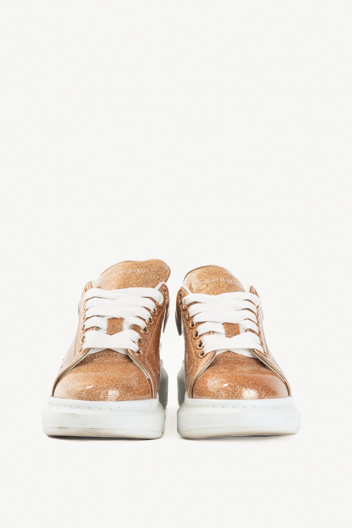 Alexander McQueen Oversized "Rose Gold & White" Glace Glitter Platform Sneakers