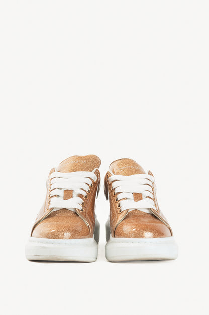 Alexander McQueen Oversized "Rose Gold & White" Glace Glitter Platform Sneakers
