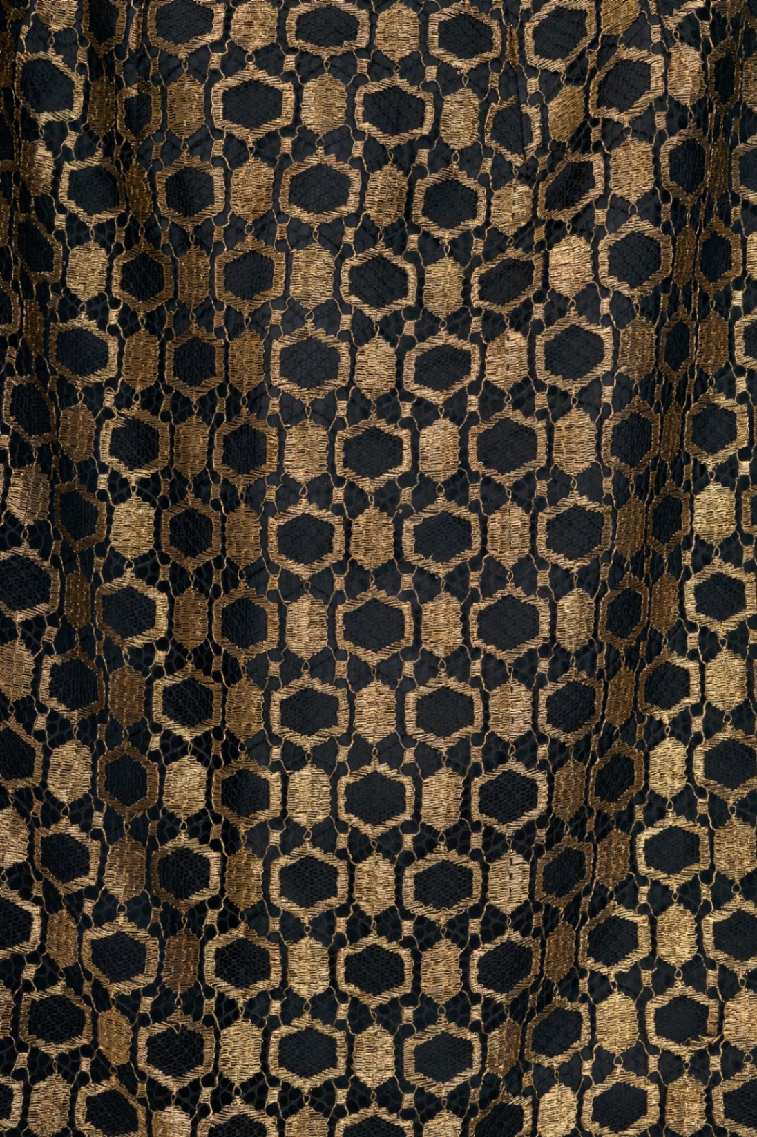 Alexander McQueen SS13 Black & Gold Metallic-Lace Strapless Dress