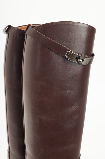 Hermes Jumping Brown Box Calfskin Riding Boots
