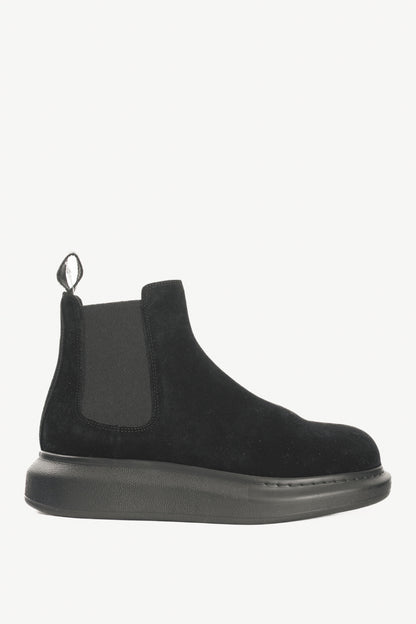Alexander McQueen Hybrid Black Suede Chelsea Ankle Boots