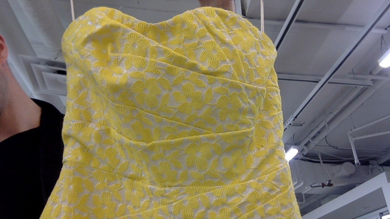 Alice + Olivia yellow brocade strapless dress
