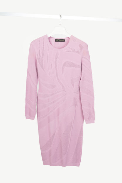 Versace Lilac Wavy-Textured Knit Bodycon Dress