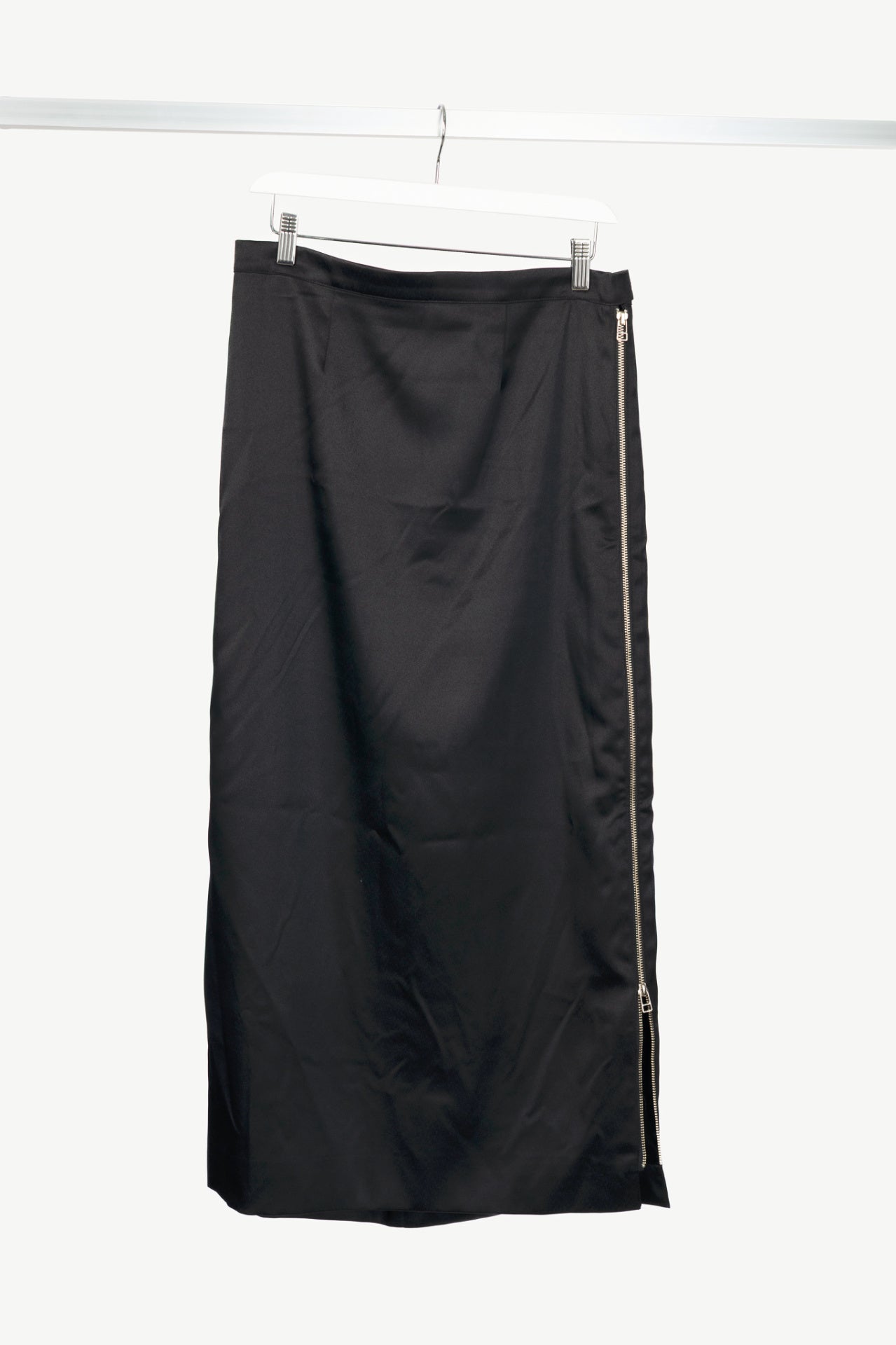 Eckhaus Latta AW17 Runway Black Satin Midi Pencil Skirt