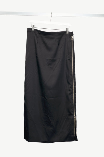 Eckhaus Latta AW17 Runway Black Satin Midi Pencil Skirt