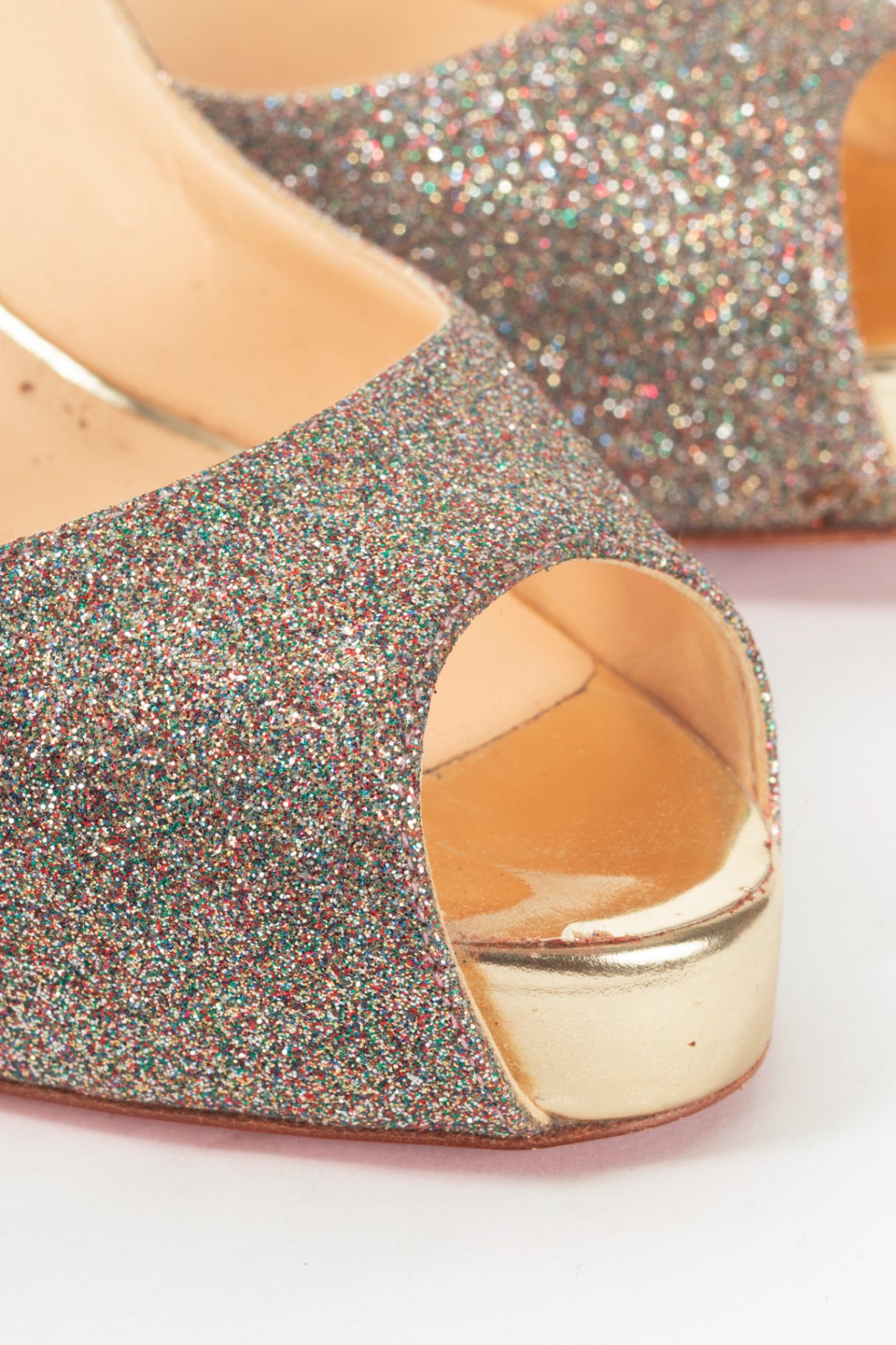 Christian Louboutin No Prive 100 "Mini & Specchio" Glitter Peep-Toe Slingback Pumps
