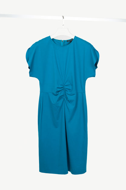 Luisa Cerano Azure Jersey Ruched Knee-Length Dress