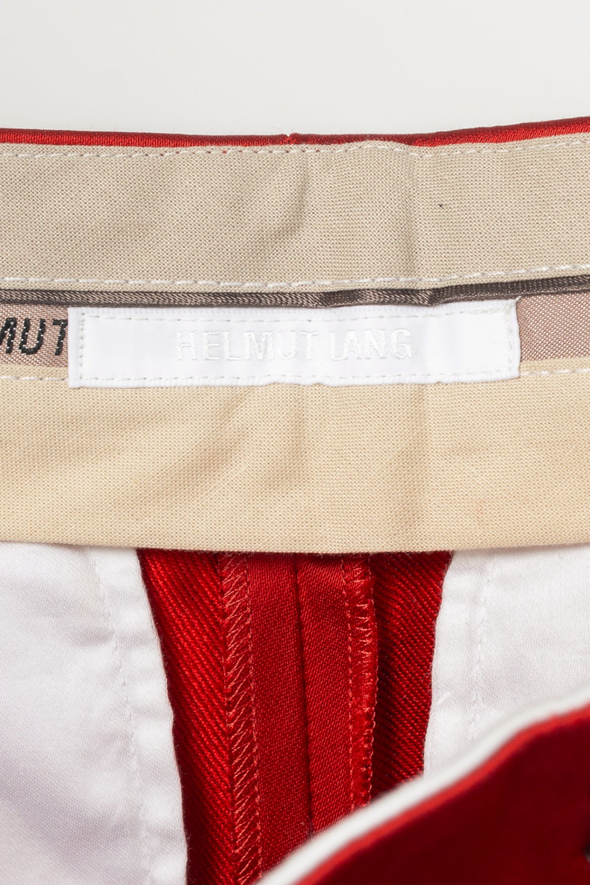 Helmut Lang AW19 Runway Red Vicose Satin Straight-Leg Trousers