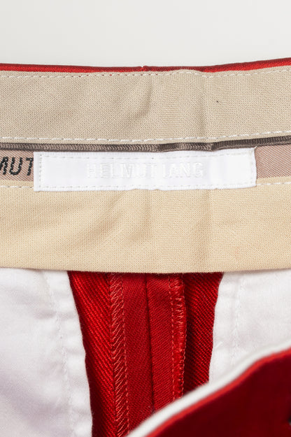 Helmut Lang AW19 Runway Red Vicose Satin Straight-Leg Trousers