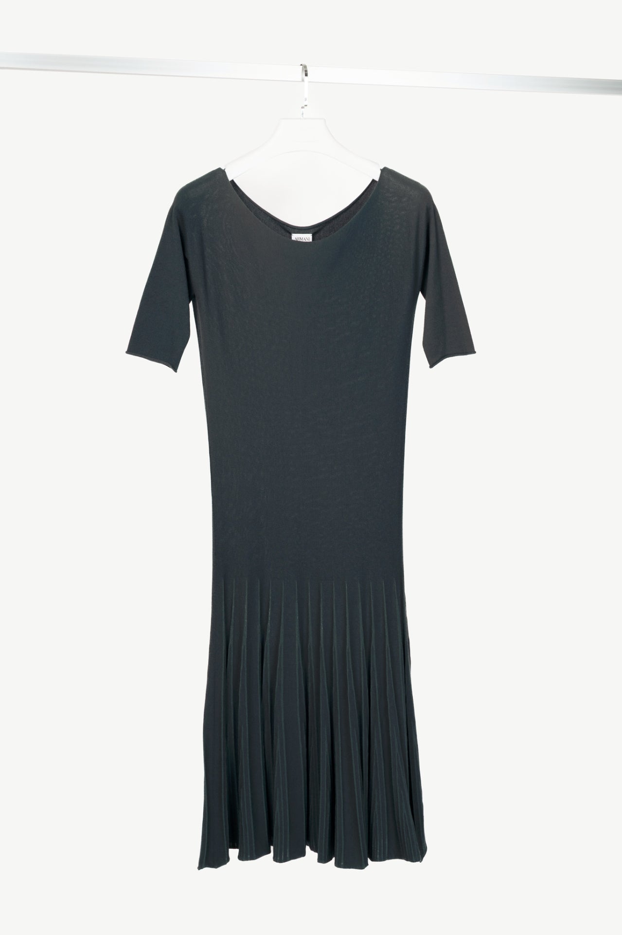 Armani Collezioni Grey Viscose-Knit Flared Dress