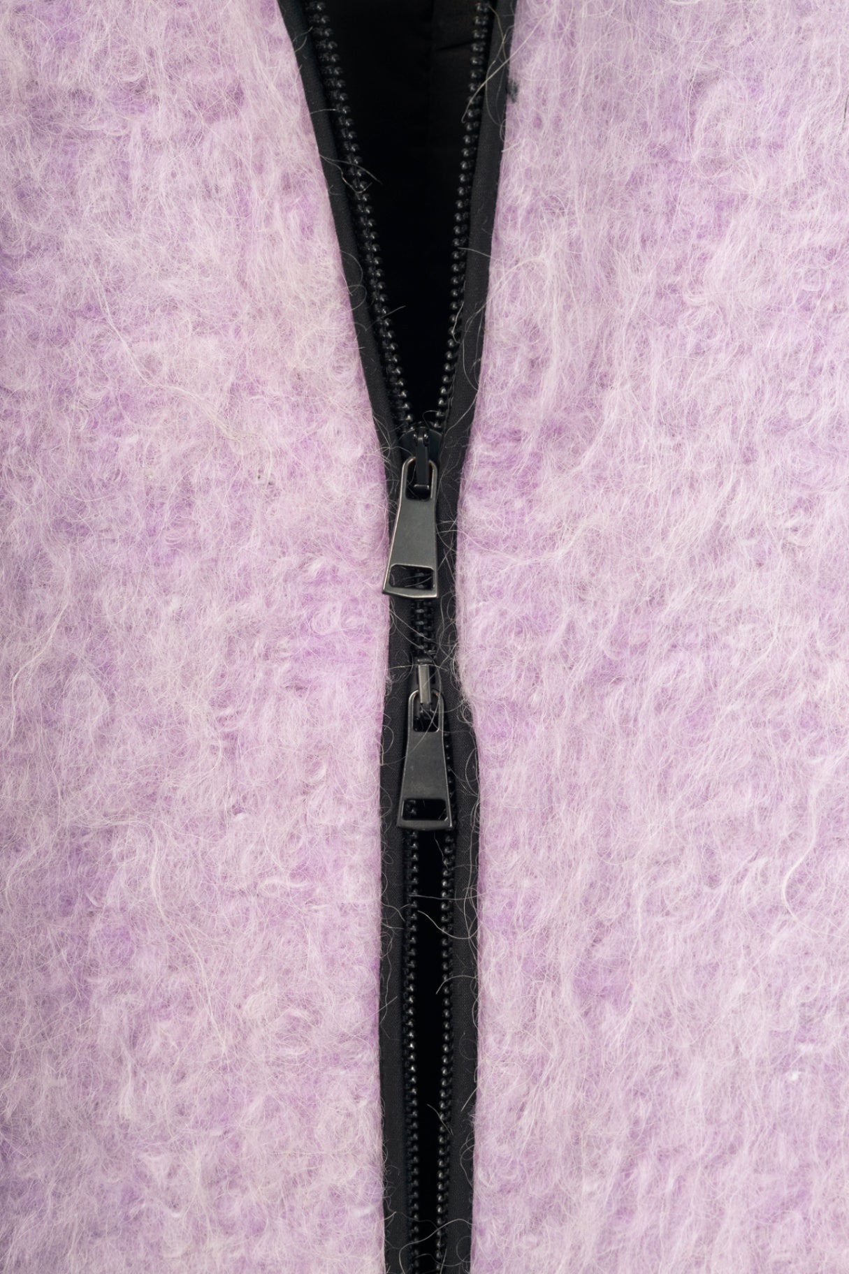 T_COAT T22_Furry Lilac Wool-Blend Piped Bomber Jacket