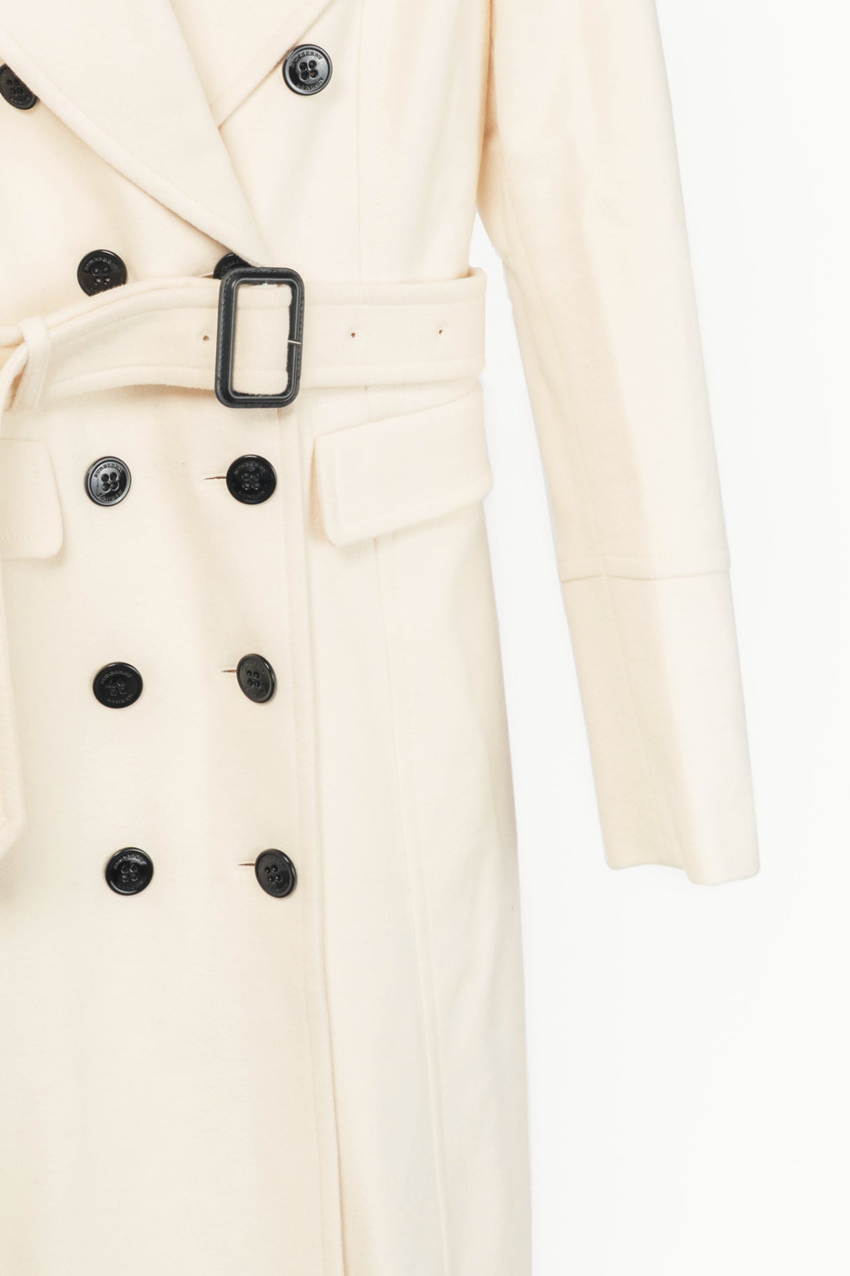 Burberry Winter White Wool- & Cashmere-Blend Oversize Collar Military Coat